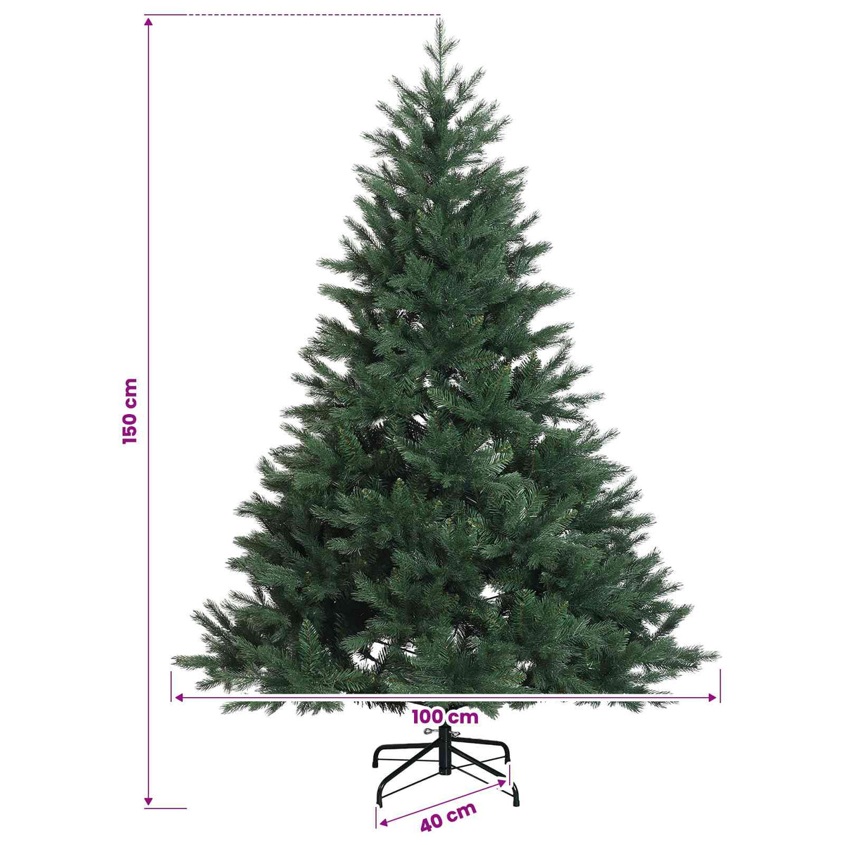 Konstgjord julgran med julkulor 150 cm 150 LED-lampor Varmvit