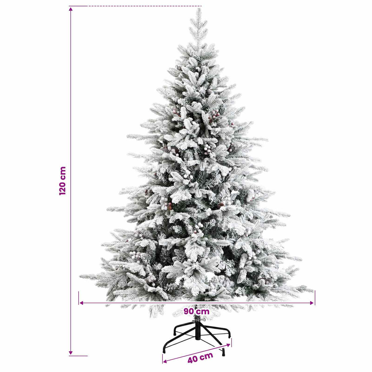 Konstgjord julgran med julkulor 120 cm 150 LED-lampor Varmvit