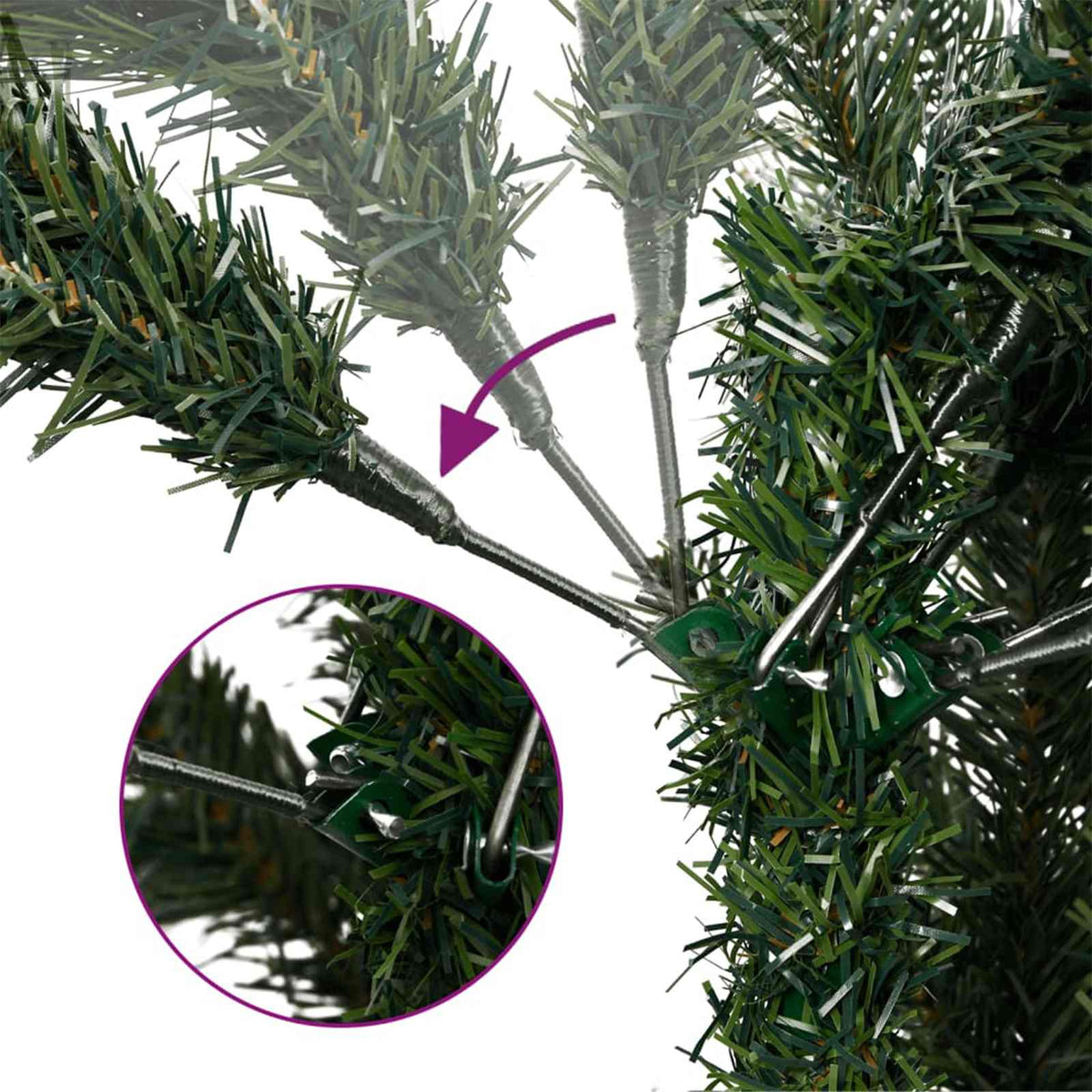 Konstgjord julgran med julkulor 150 cm 150 LED-lampor Varmvit