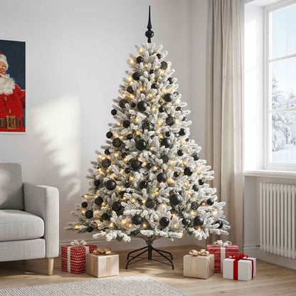 Konstgjord julgran med julkulor 210 cm 300 LED-lampor Varmvit