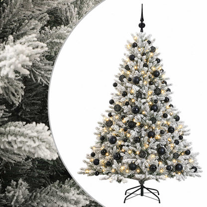 Konstgjord julgran med julkulor 210 cm 300 LED-lampor Varmvit