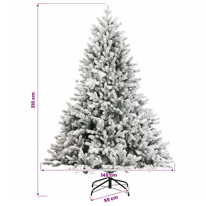 Konstgjord julgran med julkulor 210 cm 300 LED-lampor Varmvit