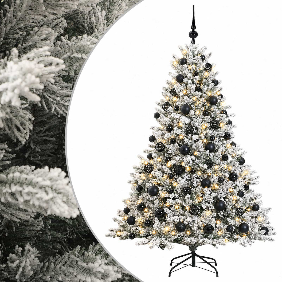 Konstgjord julgran med julkulor 240 cm 300 LED-lampor Varmvit