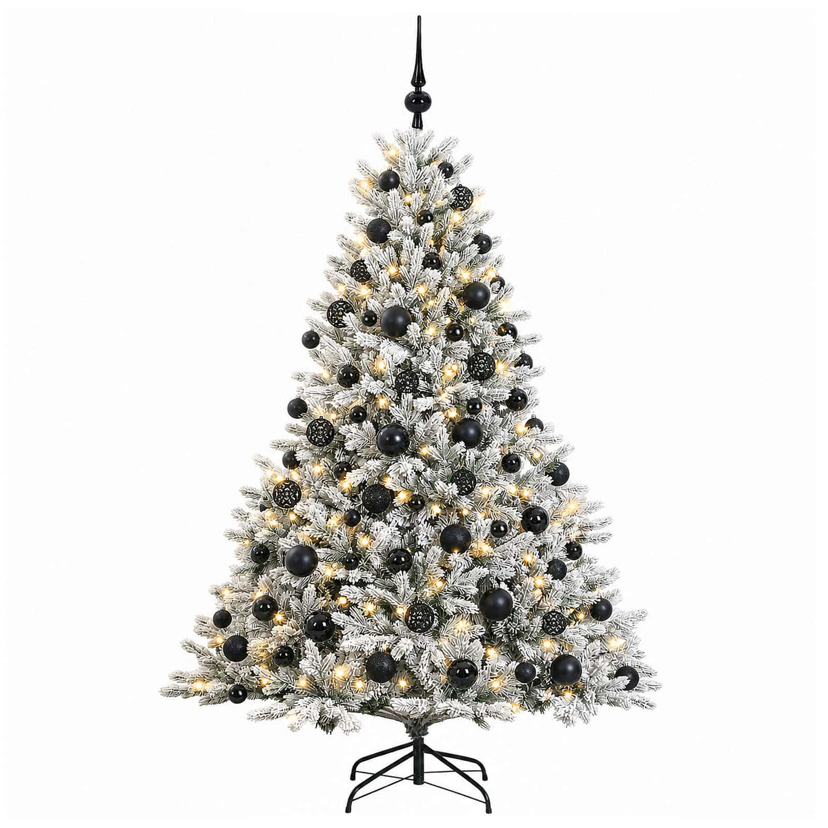 Konstgjord julgran med julkulor 240 cm 300 LED-lampor Varmvit