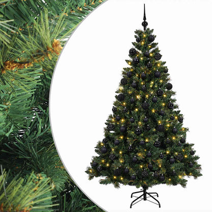 Konstgjord julgran med kulor 240 cm 300 LED-lampor Varmvit