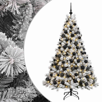 Konstgjord julgran med kulor 240 cm 300 LED-lampor Varmvit
