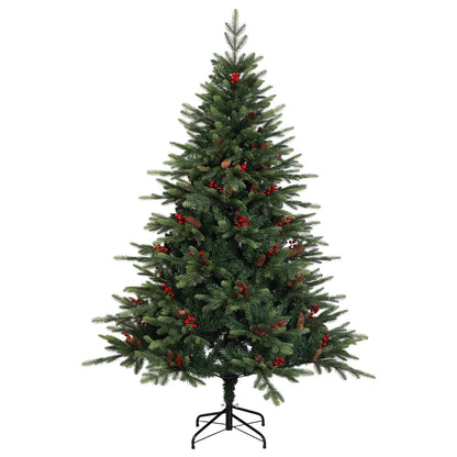 Konstgjord julgran med julkulor 210 cm 300 LED-lampor Varmvit