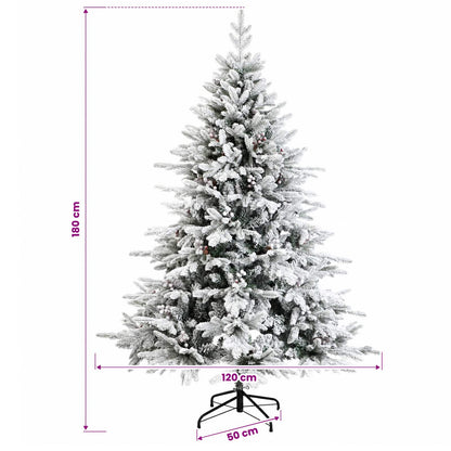 Konstgjord julgran med julkulor 180 cm 300 LED-lampor Varmvit