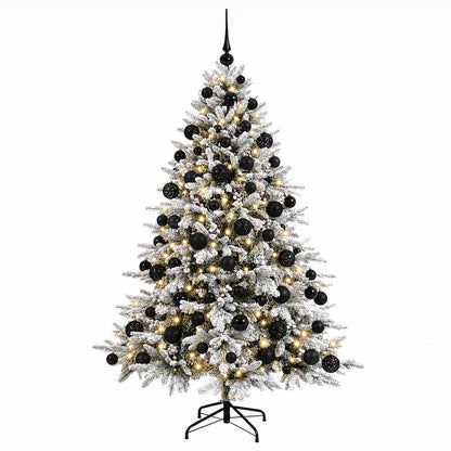 Konstgjord julgran med julkulor 210 cm 300 LED-lampor Varmvit