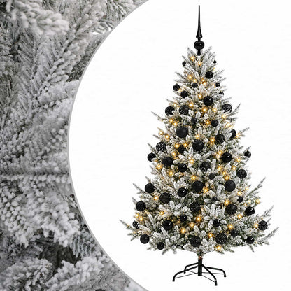 Konstgjord julgran med julkulor 180 cm 300 LED-lampor Varmvit