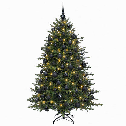 Konstgjord julgran med julkulor 240 cm 300 LED-lampor Varmvit