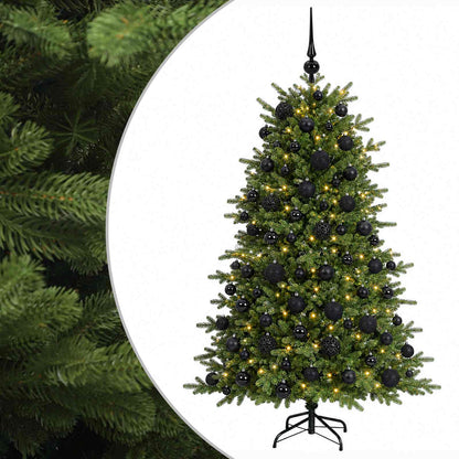 Konstgjord julgran med julkulor 210 cm 300 LED-lampor Varmvit