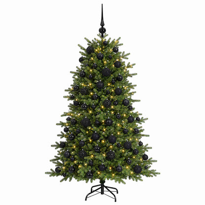 Konstgjord julgran med julkulor 210 cm 300 LED-lampor Varmvit