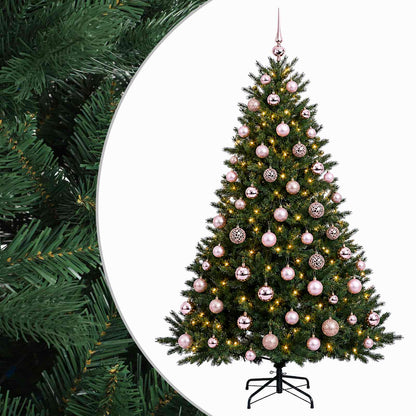 Konstgjord julgran med julkulor 240 cm 300 LED-lampor Varmvit