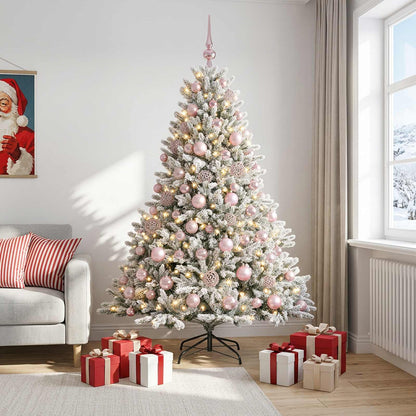Konstgjord julgran med julkulor 180 cm 300 LED-lampor Varmvit