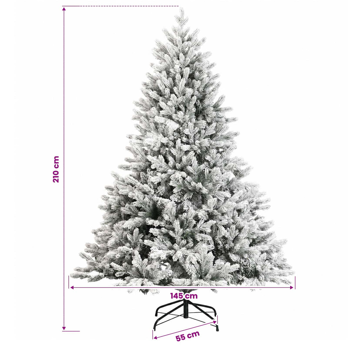 Konstgjord julgran med julkulor 210 cm 300 LED-lampor Varmvit