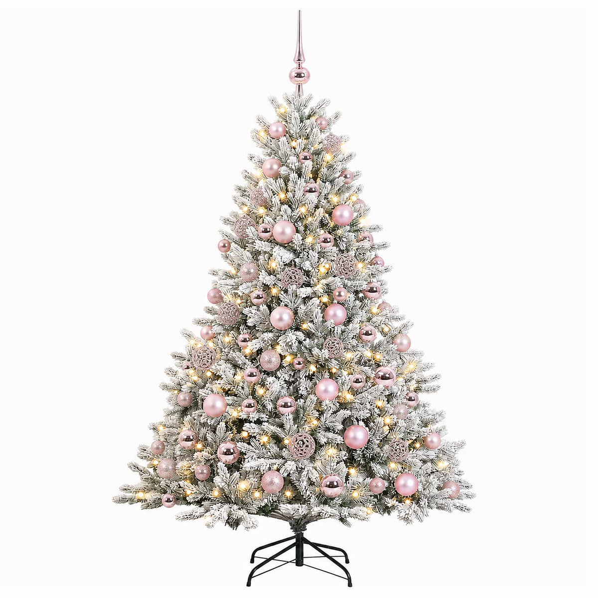 Konstgjord julgran med julkulor 240 cm 300 LED-lampor Varmvit