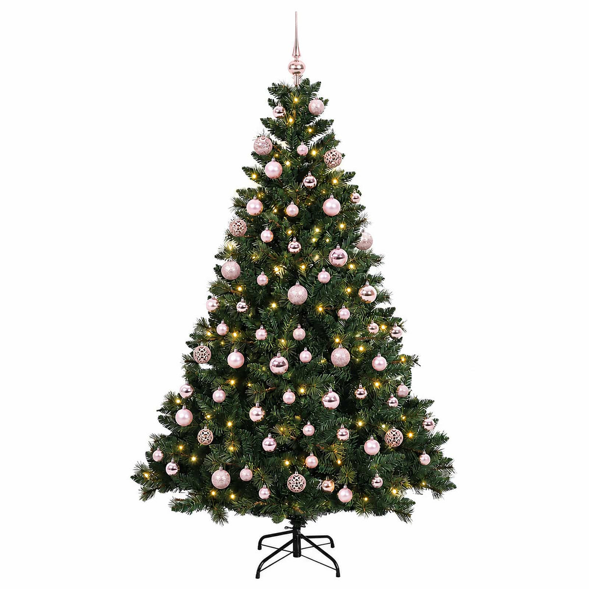 Konstgjord julgran med kulor 240 cm 300 LED-lampor Varmvit