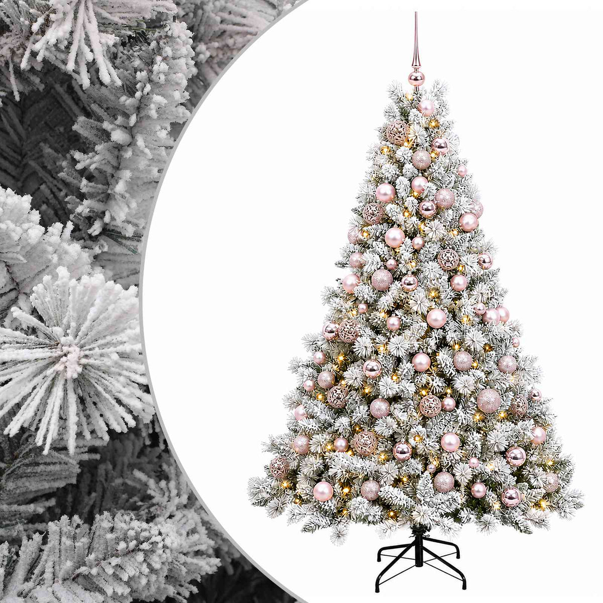 Konstgjord julgran med kulor 240 cm 300 LED-lampor Varmvit