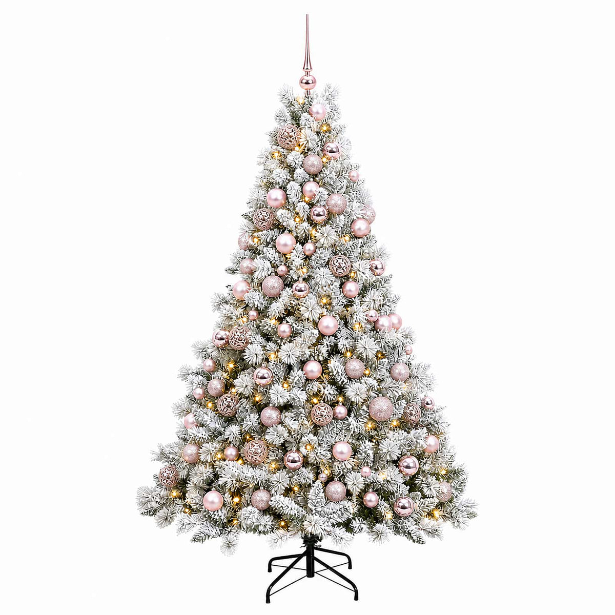 Konstgjord julgran med kulor 240 cm 300 LED-lampor Varmvit
