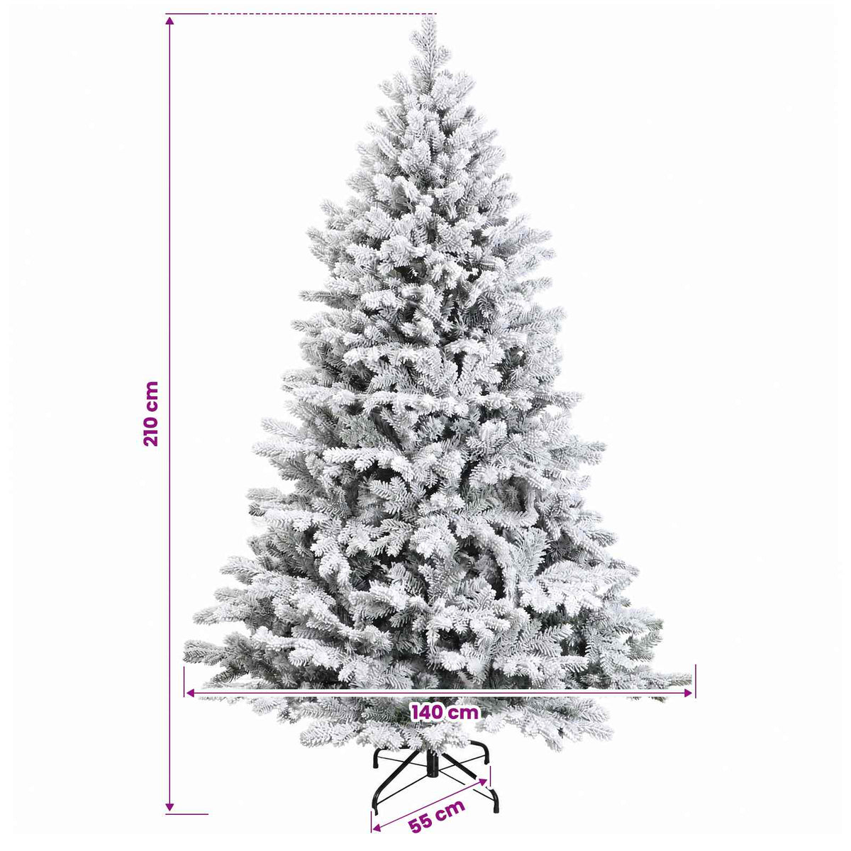 Konstgjord julgran med kulor 210 cm 300 LED-lampor Varmvit