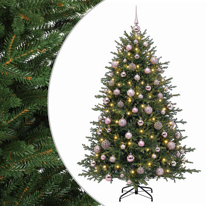 Konstgjord julgran med julkulor 210 cm 300 LED-lampor Varmvit