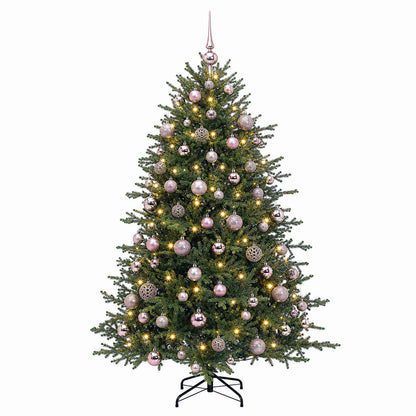 Konstgjord julgran med julkulor 240 cm 300 LED-lampor Varmvit