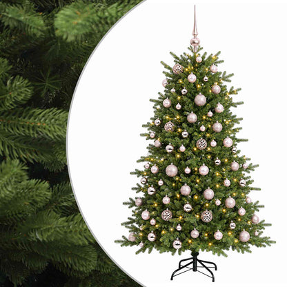 Konstgjord julgran med julkulor 180 cm 300 LED-lampor Varmvit