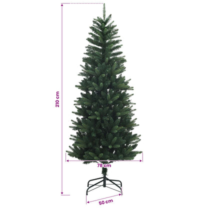 Konstgjord julgran med kulor 210 cm 300 LED-lampor Varmvit