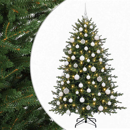 Konstgjord julgran med julkulor 240 cm 300 LED-lampor Varmvit