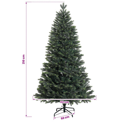 Konstgjord julgran med kulor 210 cm 300 LED-lampor Varmvit