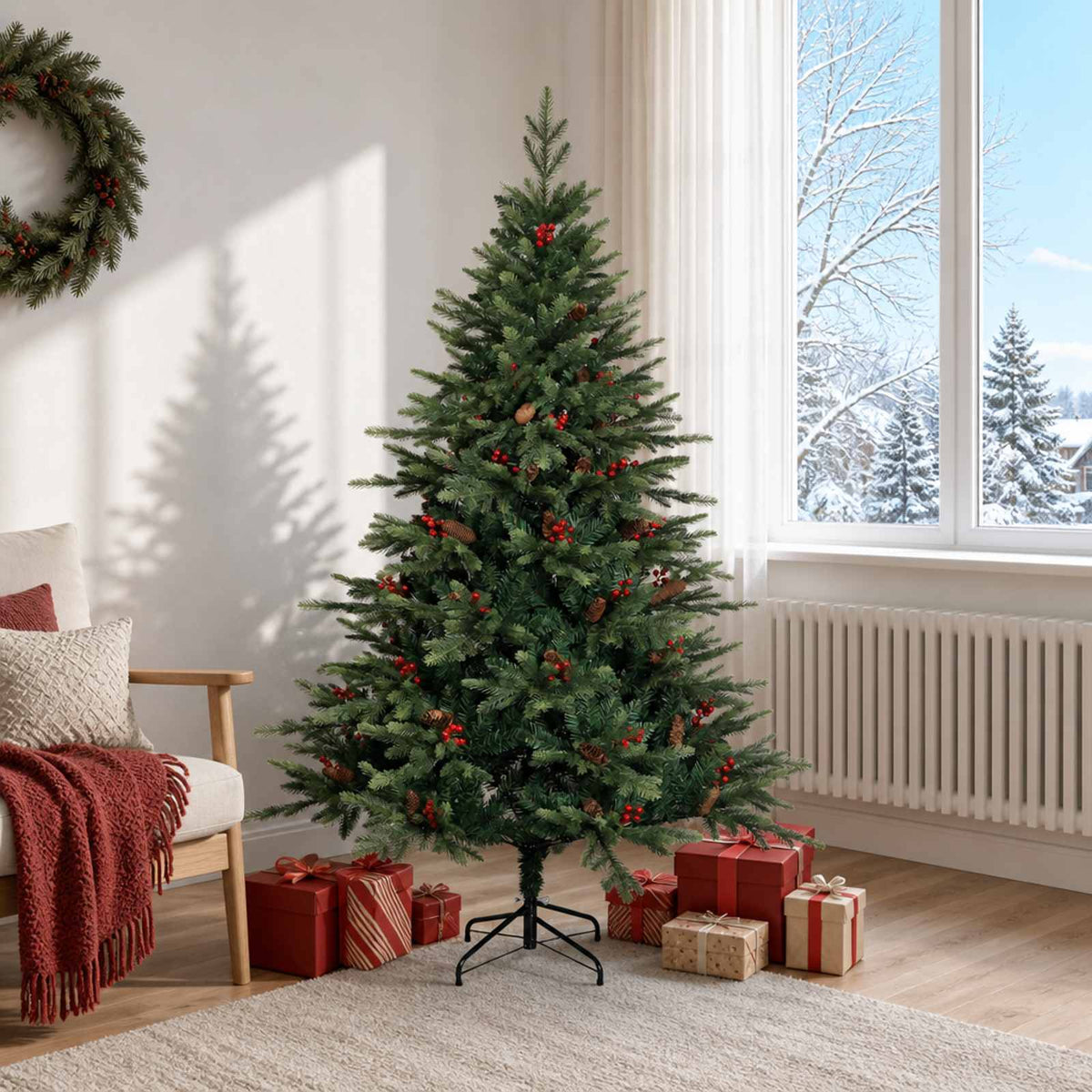 Plast Hingad Julgran 180 cm PVC och metall Grön