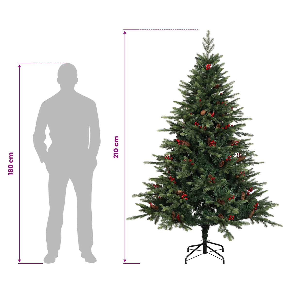 Plast Hingad Julgran 210 cm PVC och metall Grön