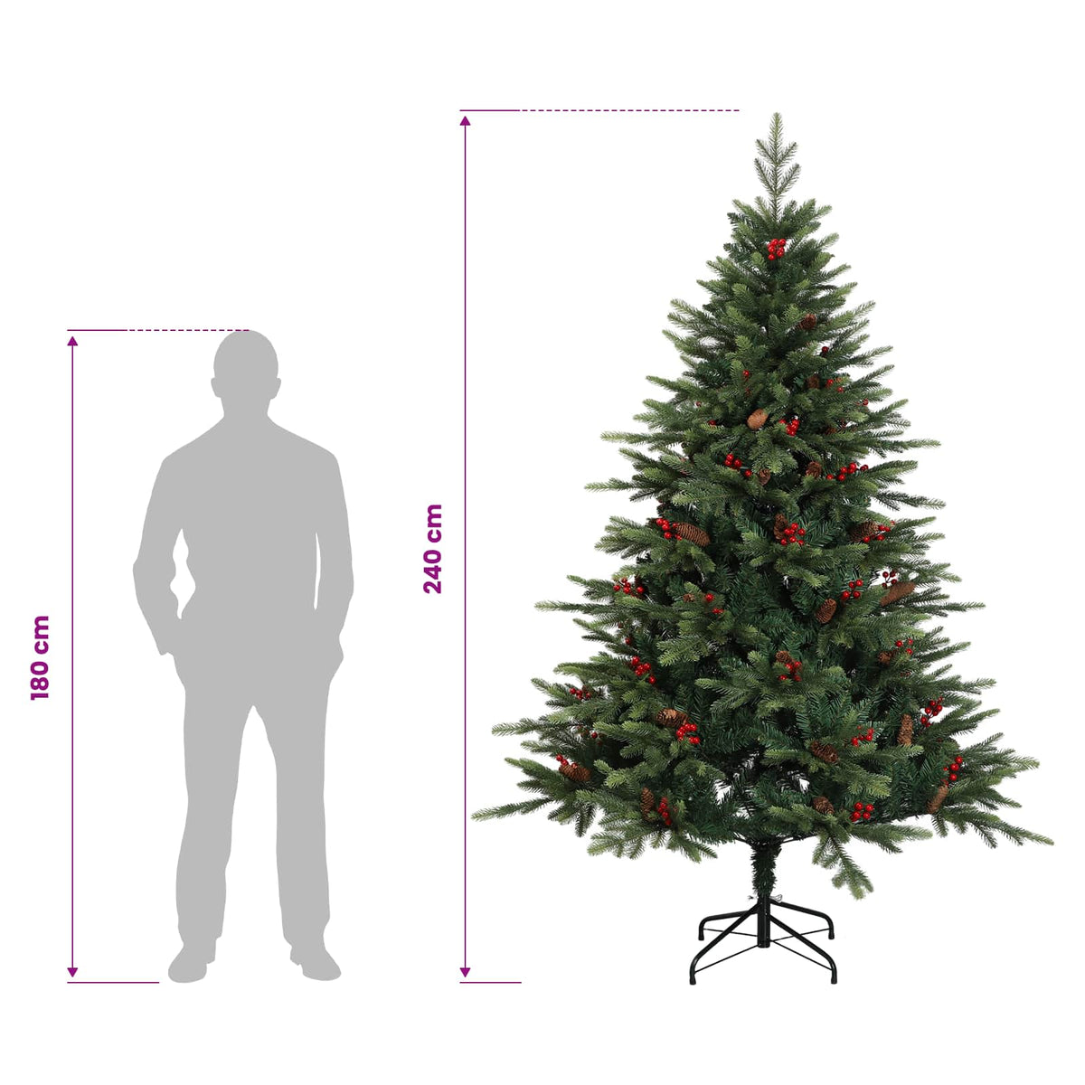 Plast Hingad Julgran 240 cm PVC och metall Grön