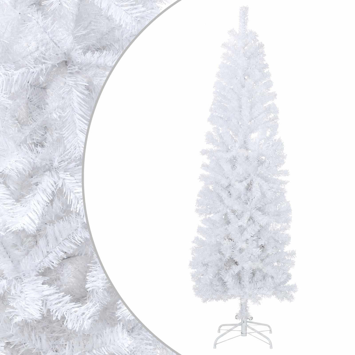 Konstgjort smalt julträd 180 cm PVC och stål Vit