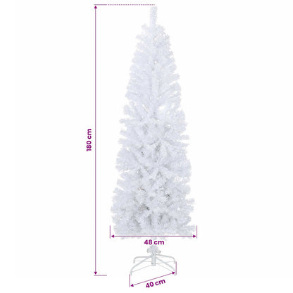 Konstgjort smalt julträd 180 cm PVC och stål Vit