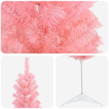 Konstgjort smalt julträd 120 cm PVC och stål Rosa