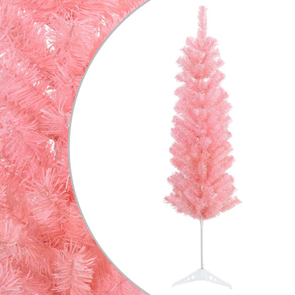 Konstgjort smalt julträd 120 cm PVC och stål Rosa
