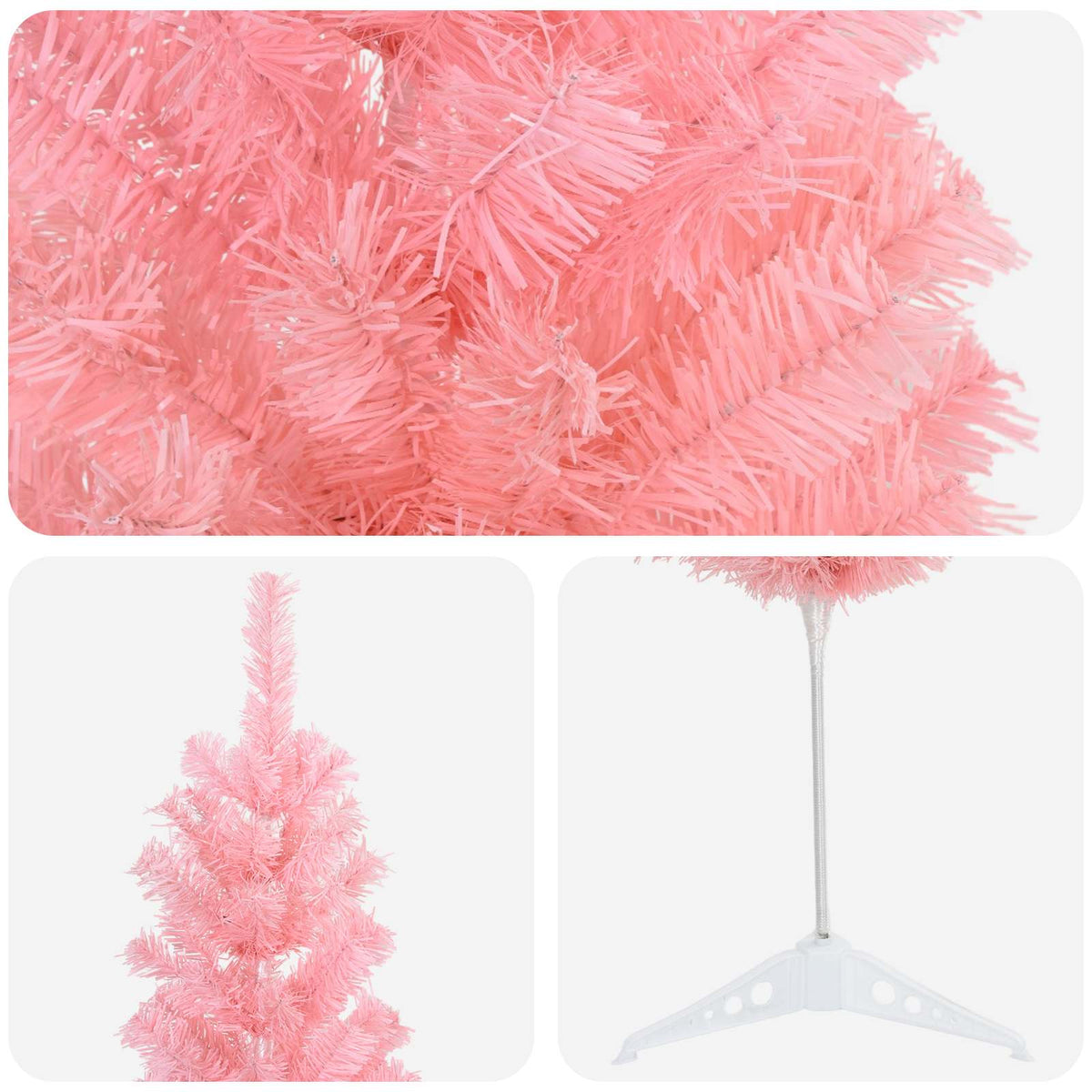 Konstgjort smalt julträd 150 cm PVC och stål Rosa