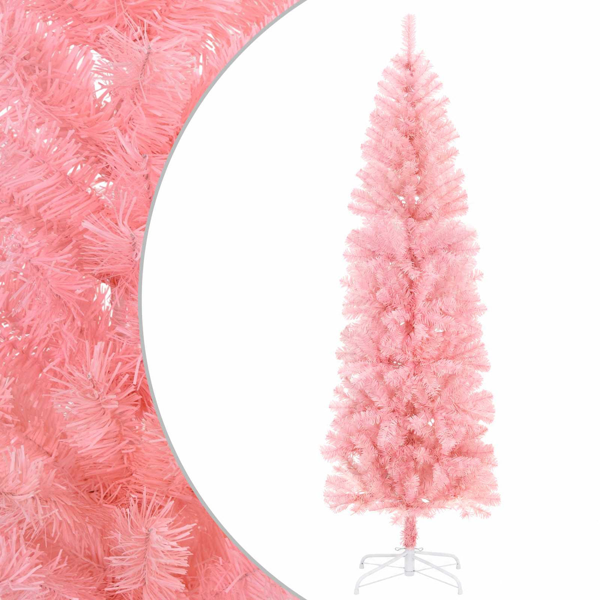 Konstgjort smalt julträd 180 cm PVC och stål Rosa