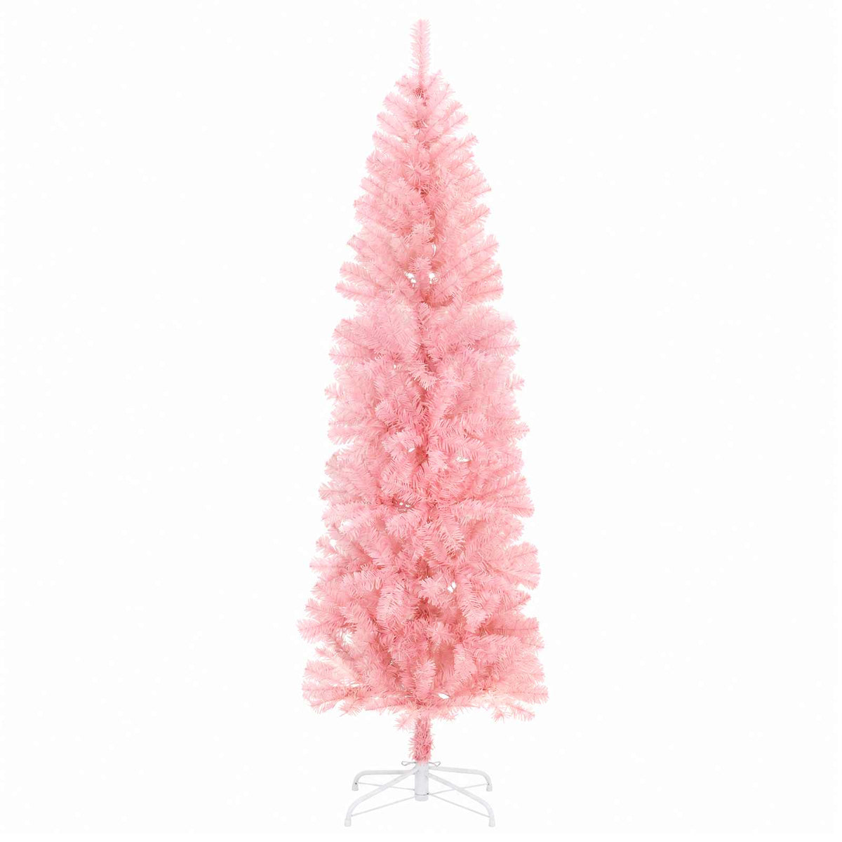 Konstgjort smalt julträd 180 cm PVC och stål Rosa