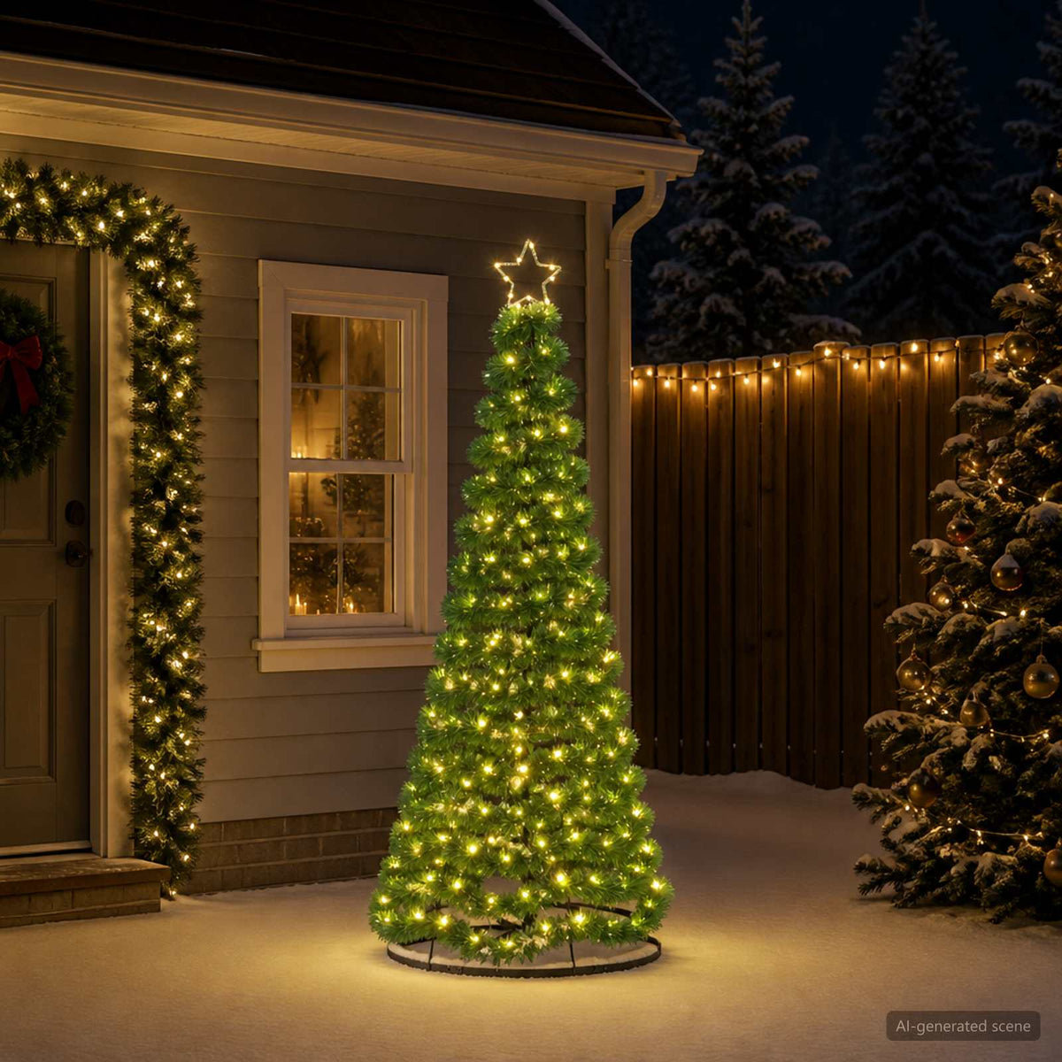 Glittrig LED-julgran med fot EKENAS 180 cm 220 LED-lampor