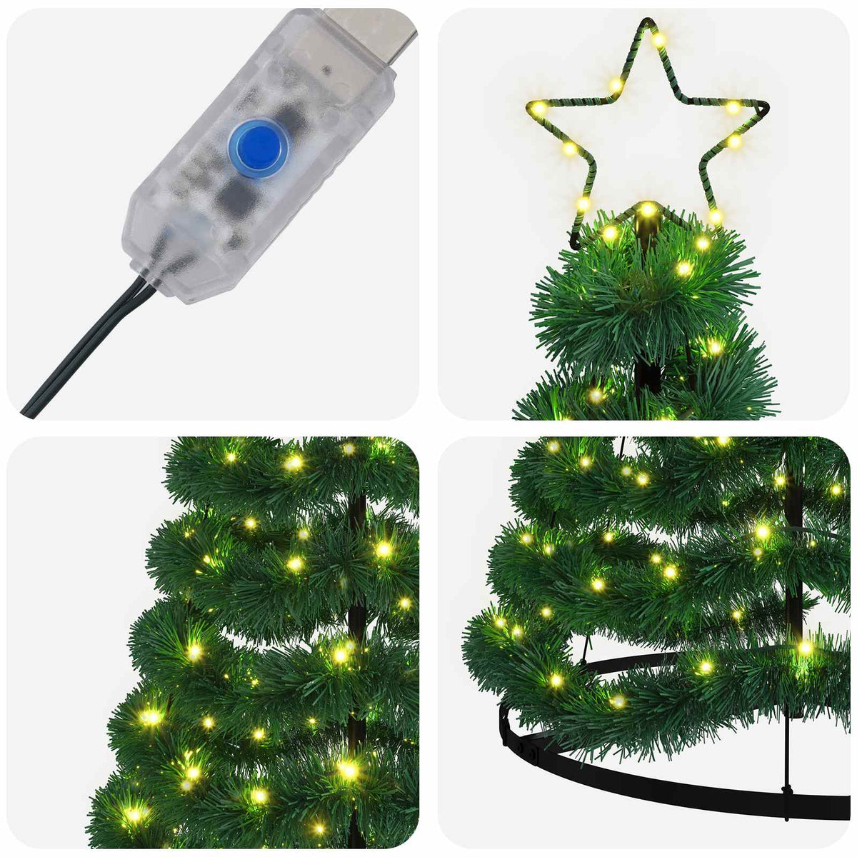 Glittrig LED-julgran med fot EKENAS 180 cm 220 LED-lampor