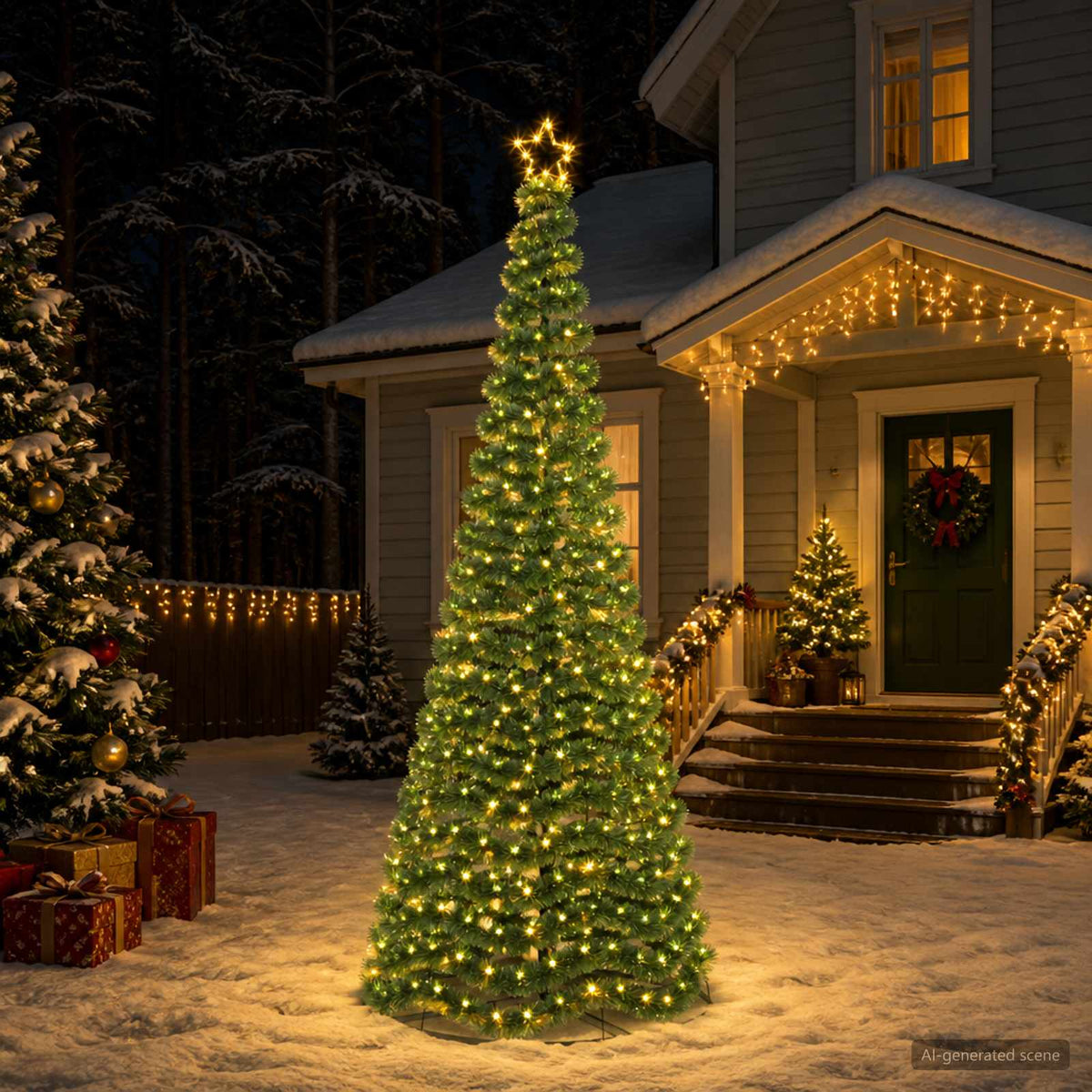 Glittrig LED-julgran med fot EKENAS 250 cm 370 LED-lampor