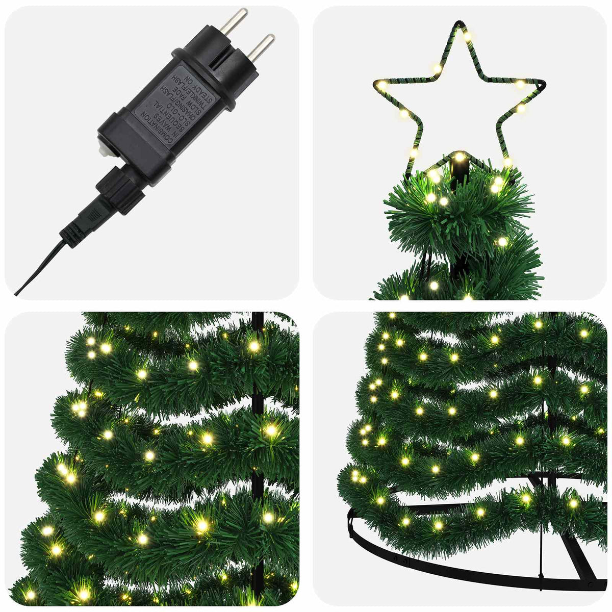 Glittrig LED-julgran med fot EKENAS 250 cm 370 LED-lampor