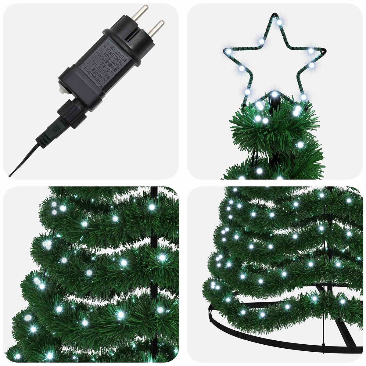 Glittrig LED-julgran med fot EKENAS 250 cm 370 LED-lampor