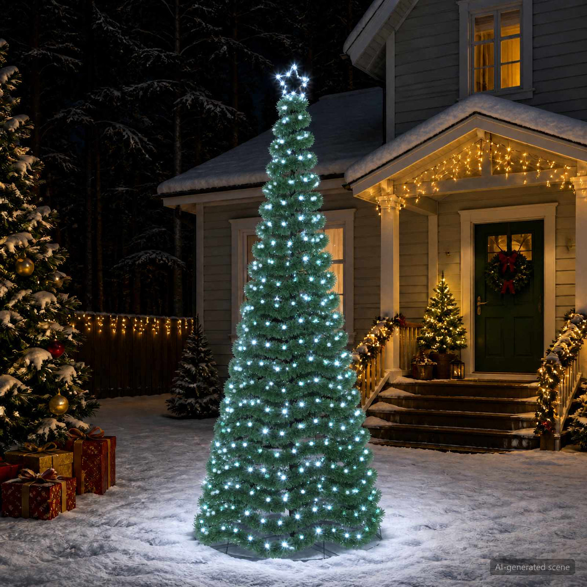 Glittrig LED-julgran med fot EKENAS 250 cm 370 LED-lampor