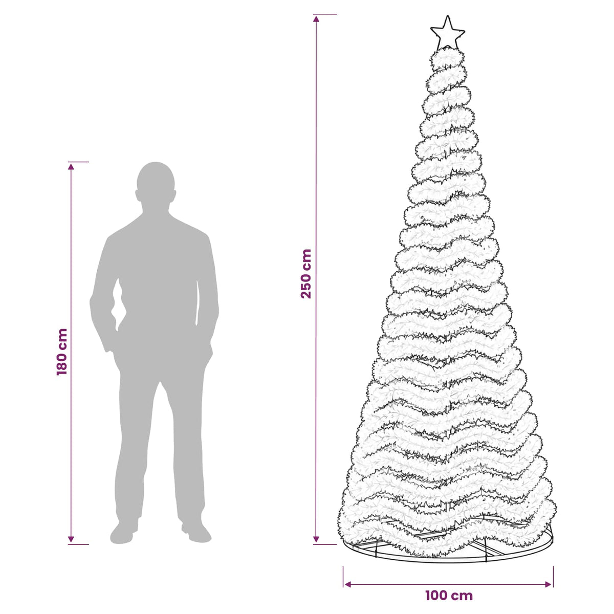 Glittrig LED-julgran med fot EKENAS 250 cm 370 LED-lampor