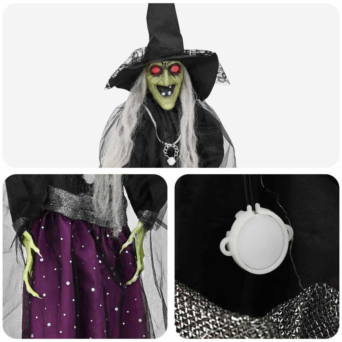 Hängande halloweenhäxa SPOOKA Lila 30 x 133 cm Plast och tyg