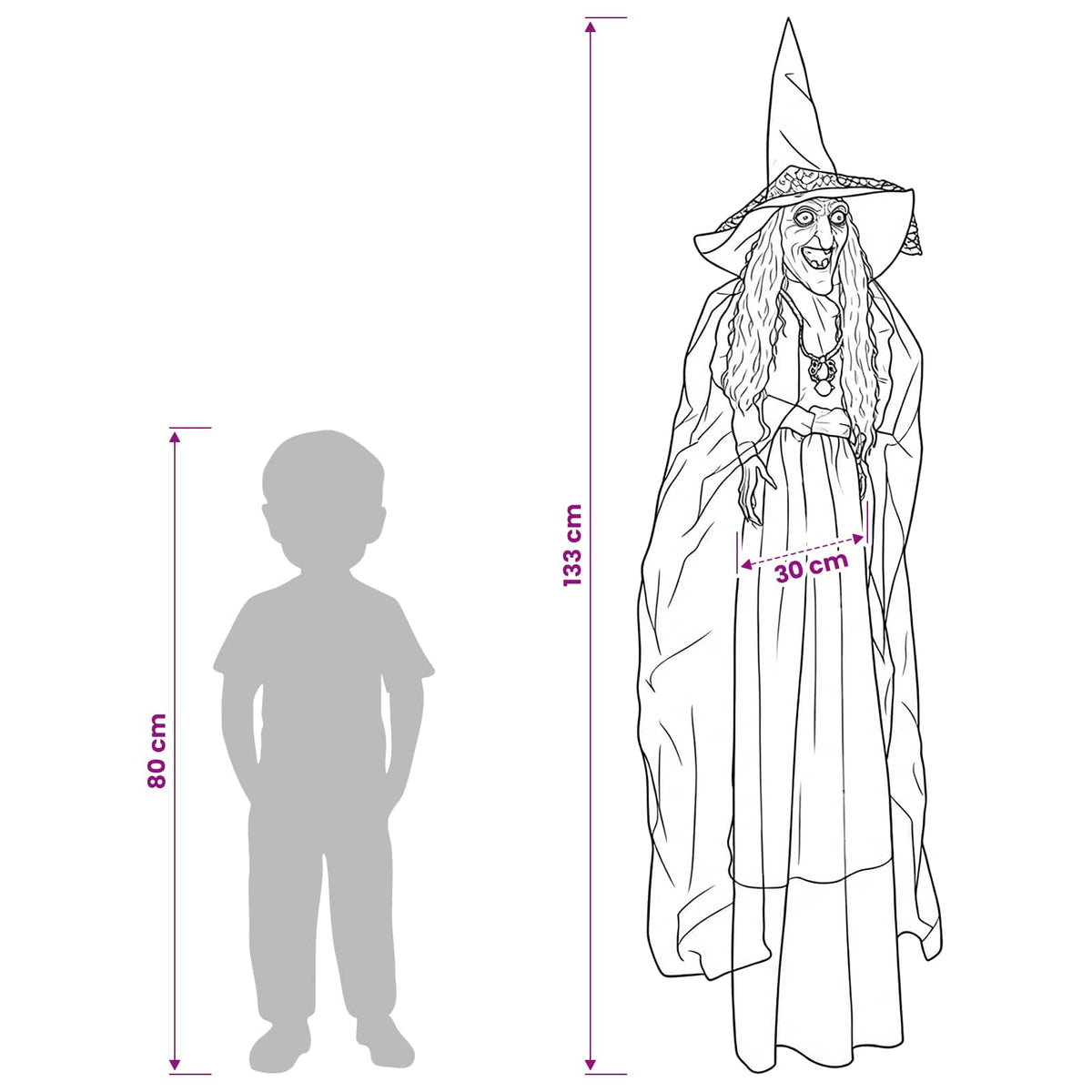 Hängande halloweenhäxa SPOOKA Lila 30 x 133 cm Plast och tyg